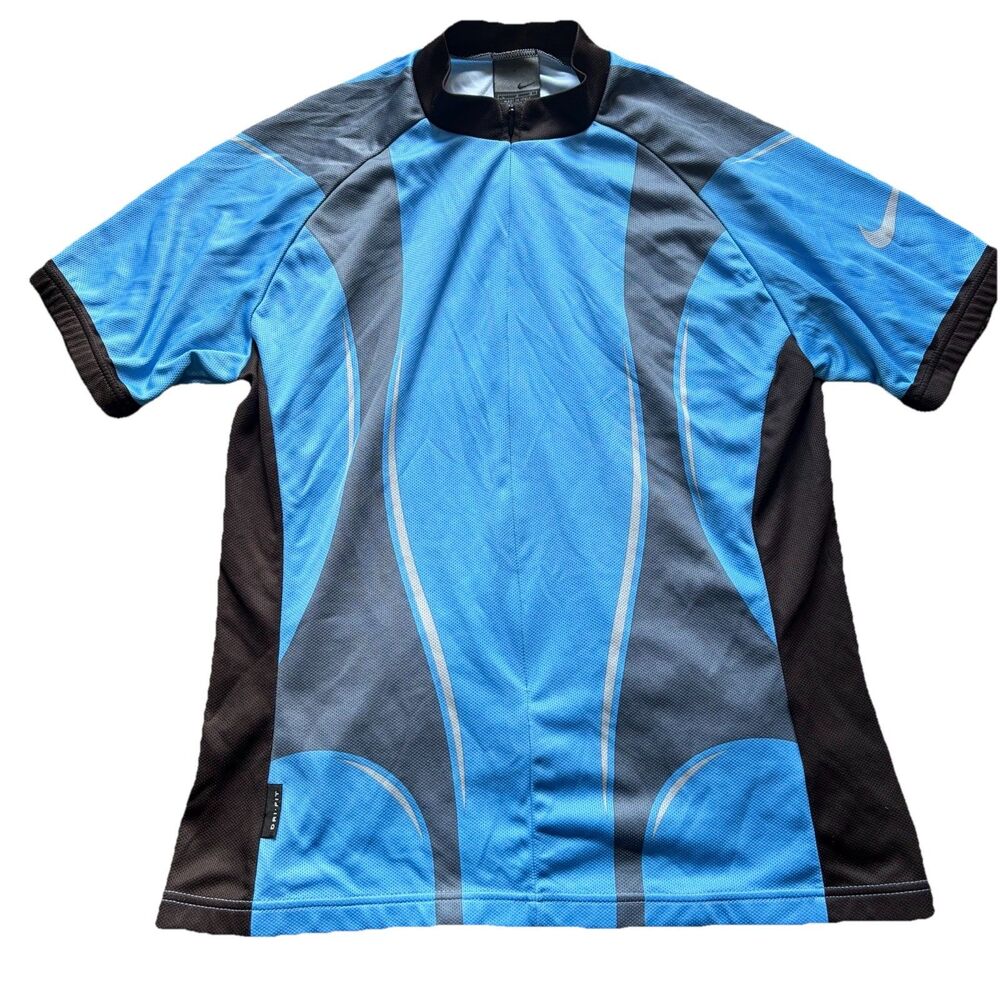Vtg Y2K Nike Cycling Jersey Large Italy Made Blue Dri-Fit Techwear Gorpcore 2003